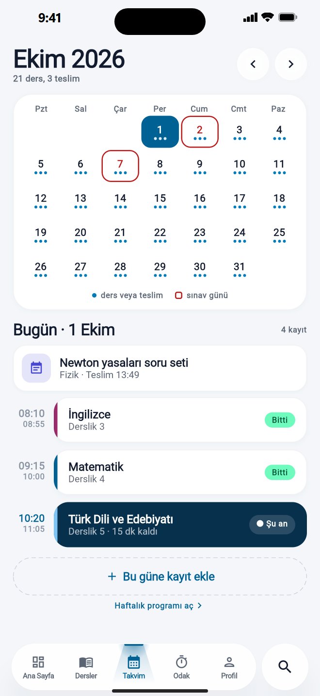 Ekim 2026 takvimi: seçili günün dersleri ve teslimleri